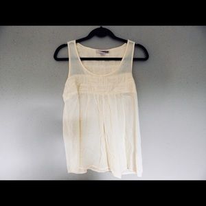 Yellow Sleeveless Embroidered Bib Front Tank Top